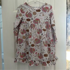 Girls' Autumn Thanksgiving Turkey Print Dress
